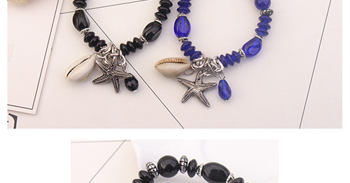 Vintage Gray+white Starfish Pendant Decorated Beads Bracelet,Fashion Bracelets