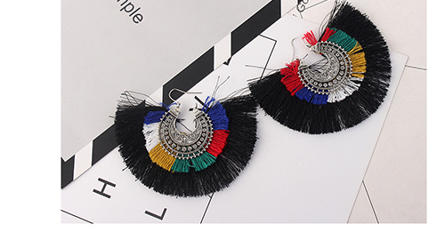 Vintage Black Tassel Decorated Earrings,Drop Earrings