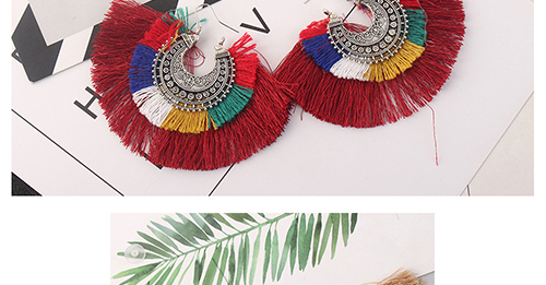 Vintage Red Tassel Decorated Earrings,Drop Earrings