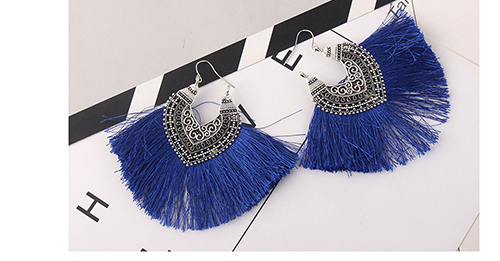 Vintage Blue Tassel Decorated Earrings,Drop Earrings