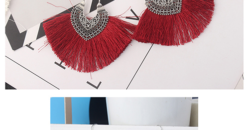 Vintage Red Tassel Decorated Earrings,Drop Earrings