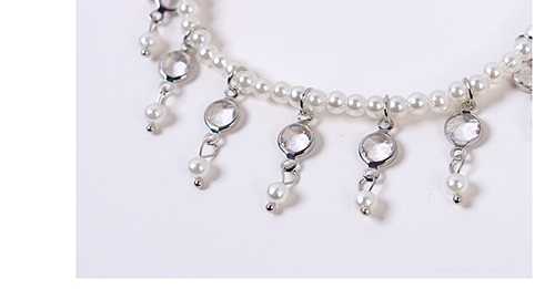 Elegant Silver Color Full Pearls Decorated Simple Anklet,Fashion Anklets