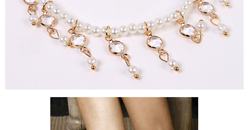 Elegant Gold Color Full Pearls Decorated Simple Anklet,Fashion Anklets