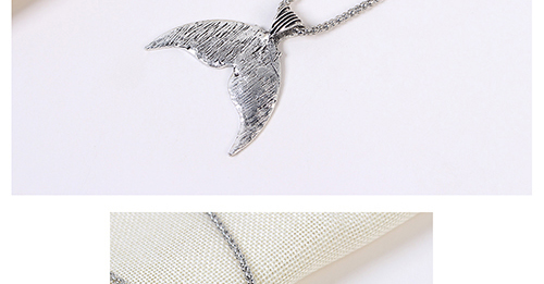 Elegant Antique Silver Fish Tail Pendant Decorated Necklace,Pendants