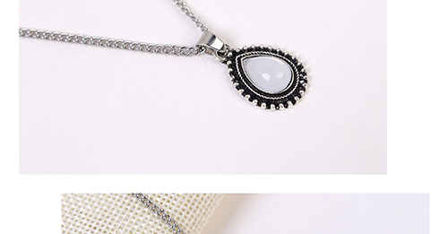 Elegant Antique Silver Water Drop Shape Diamond Decorated Necklace,Multi Strand Necklaces
