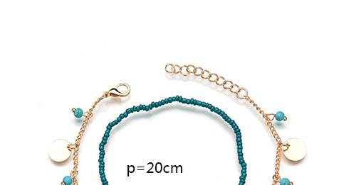 Elegant Gold Color Round Shape Decorated Double Layer Anklet,Beaded Bracelet