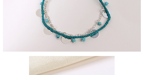 Elegant Silver Color Round Shape Decorated Double Layer Anklet,Beaded Bracelet
