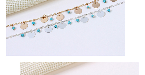 Elegant Silver Color Round Shape Decorated Double Layer Anklet,Beaded Bracelet