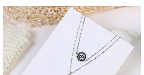 Elegant Antique Silver Flower&fish Tail Pendant Decorated Necklace,Multi Strand Necklaces