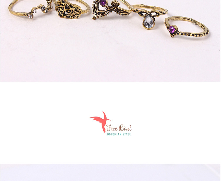Fashion Gold Color Flower Shape Decorated Rings Sets,Rings Set