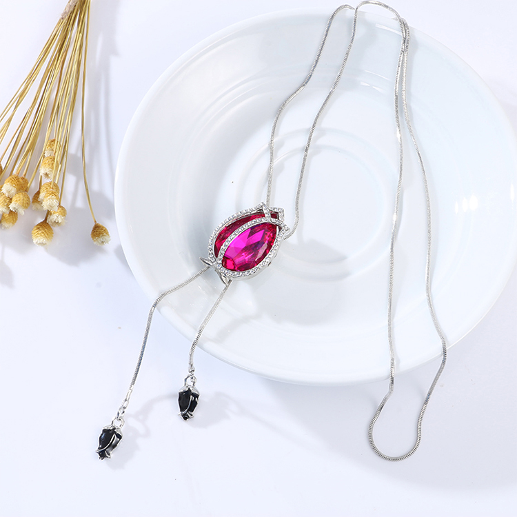 Fashion Plum Red Waterdrop Shape Decorated Necklace,Multi Strand Necklaces