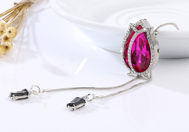 Fashion Plum Red Waterdrop Shape Decorated Necklace,Multi Strand Necklaces