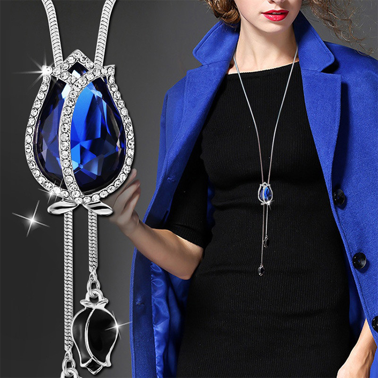 Fashion Blue Waterdrop Shape Decorated Necklace,Multi Strand Necklaces
