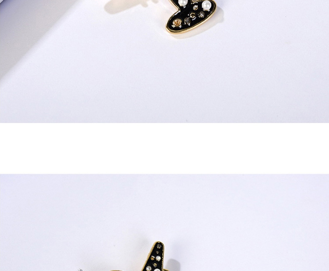 Elegant Black Full Pearls&diamond Design Aircraft Shape Brooch,Korean Brooches
