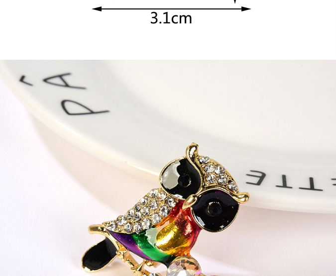 Elegant Multi-color Full Diamond Design Owl Shape Brooch,Korean Brooches