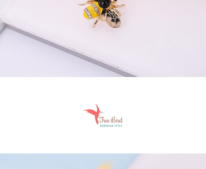 Elegant Yellow+black Bee Shape Design Color Matching Brooch,Korean Brooches