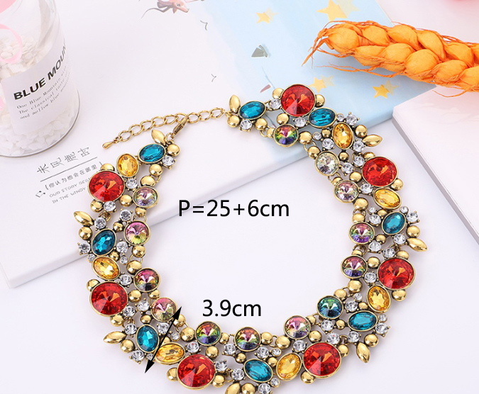 Elegant Multi-color Full Diamond Design Color Matching Necklace,Bib Necklaces
