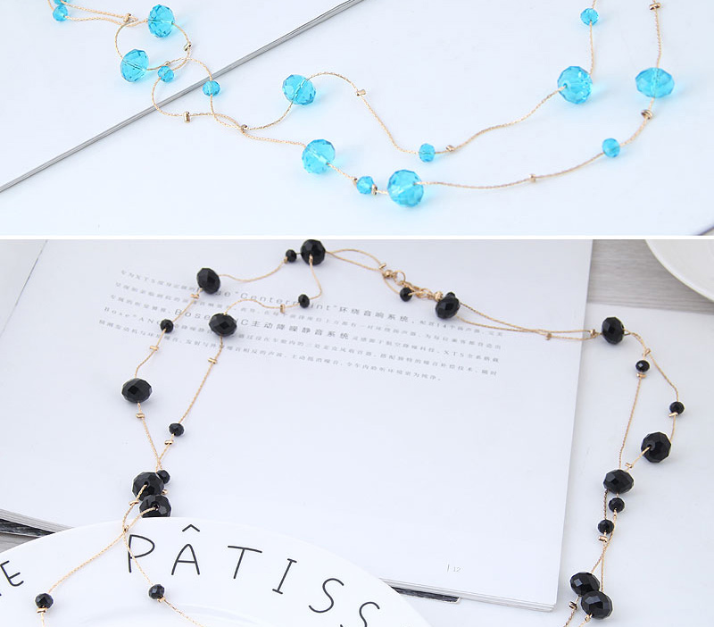 Fashion Blue Pure Color Decorated Double Layer Necklace,Necklaces
