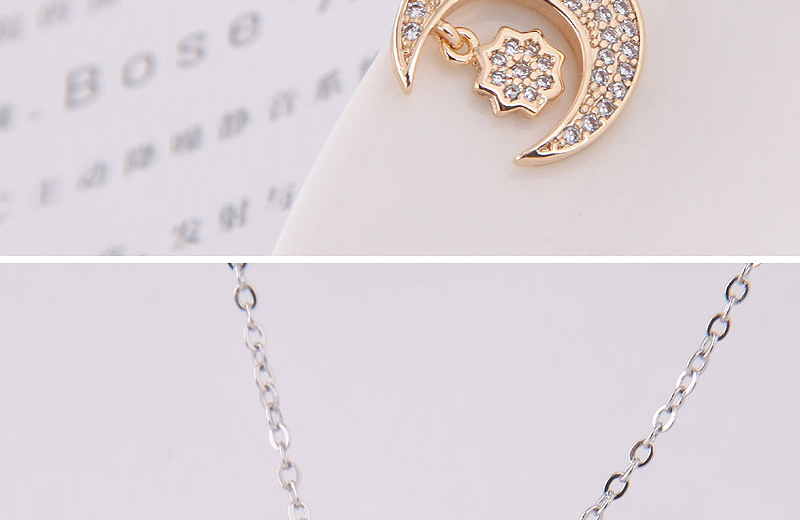 Fashion Gold Color Moon Shape Decorated Necklace,Necklaces