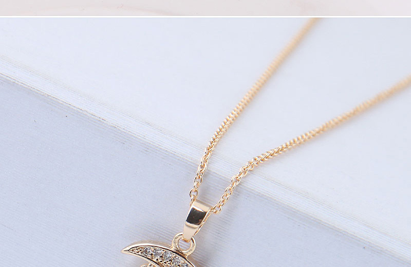 Fashion Gold Color Moon Shape Decorated Necklace,Necklaces