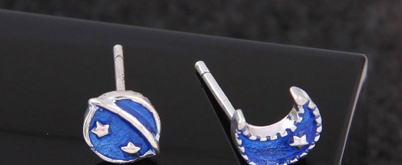 Fashion Sapphire Blue Moon Shape Decorated Earrings,Stud Earrings