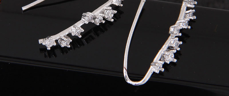 Fashion Silver Color Diamond Decorated Earrings,Hoop Earrings