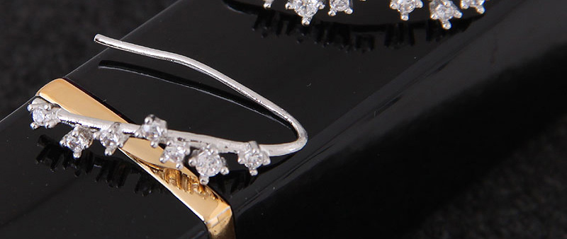 Fashion Silver Color Diamond Decorated Earrings,Hoop Earrings