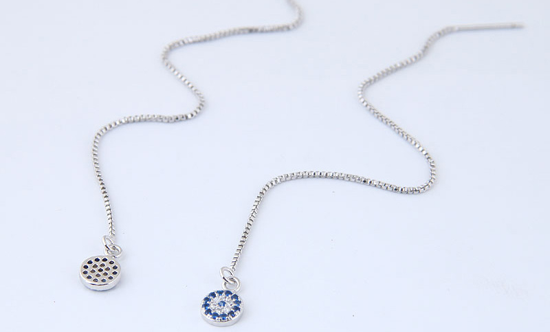 Fashion Sapphire Blue+silver Color Full Diamond Decorated Earrings,Drop Earrings