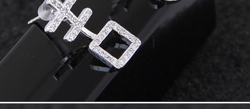 Fashion Silver Color Full Diamond Decorated Earrings,Stud Earrings