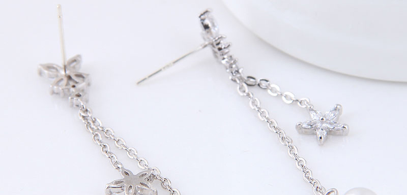 Fashion Silver Color Diamond&pearl Decorated Earrings,Drop Earrings