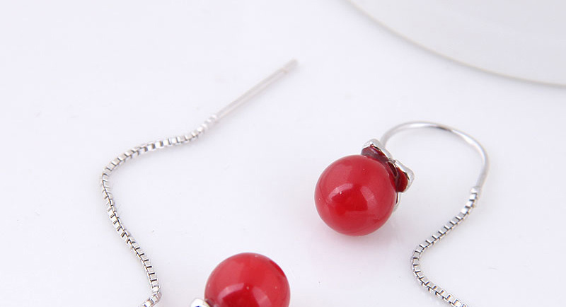 Fashion Red Pearl Decorated Earrings,Drop Earrings