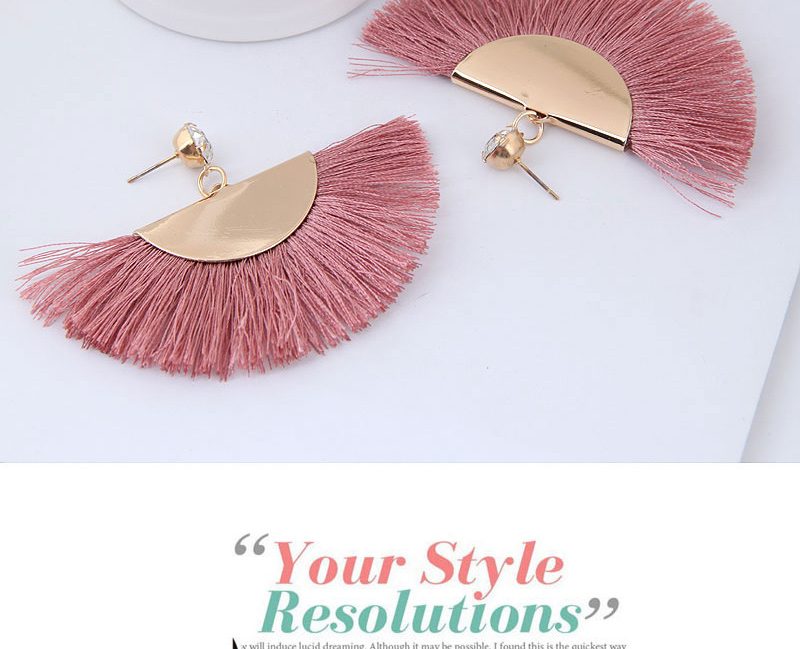Fashion Multi-color Sector Shape Decorated Tassel Earrings,Drop Earrings