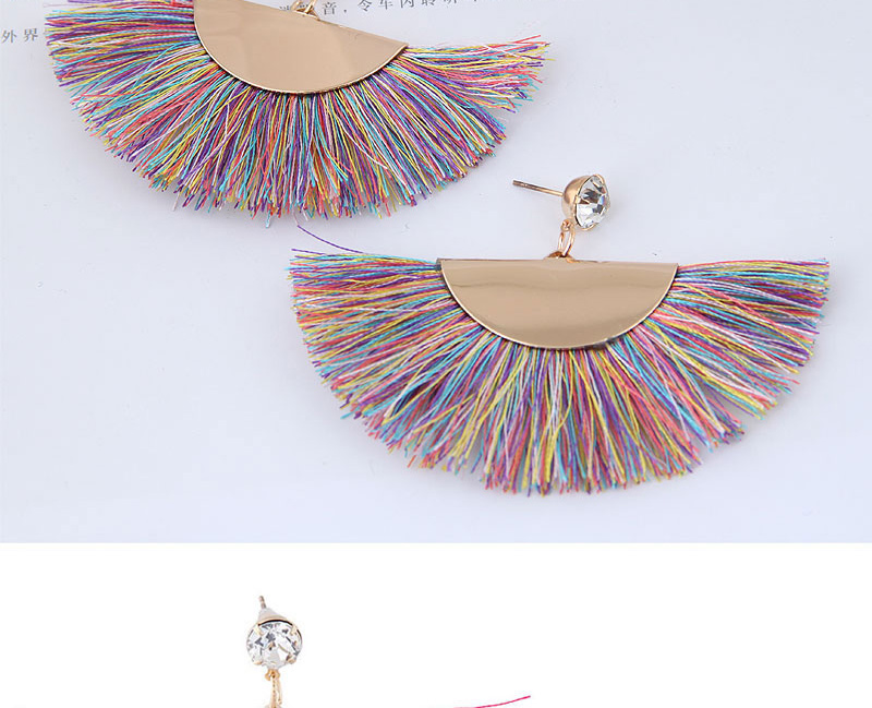Fashion Multi-color Sector Shape Decorated Tassel Earrings,Drop Earrings