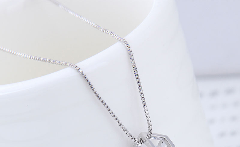 Fashion Silver Color Square Shape Decorated Necklace,Chains