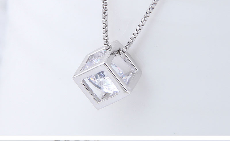 Fashion Silver Color Square Shape Decorated Necklace,Chains