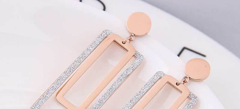 Fashion Rose Gold+silver Color Square Shape Decorated Earrings,Earrings