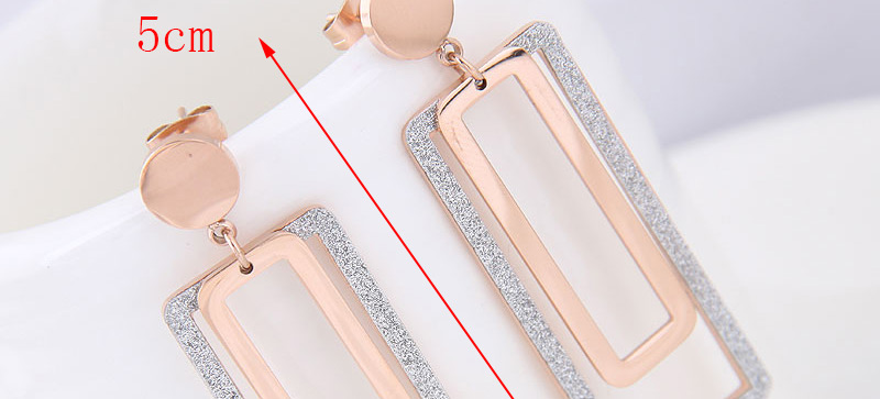Fashion Rose Gold+silver Color Square Shape Decorated Earrings,Earrings