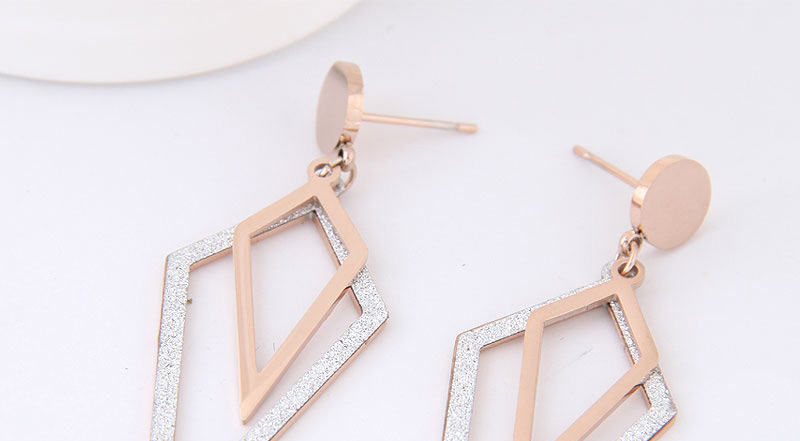 Fashion Rose Gold+silver Color Rhombus Shape Decorated Earrings,Earrings