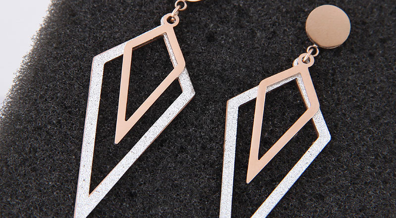 Fashion Rose Gold+silver Color Rhombus Shape Decorated Earrings,Earrings