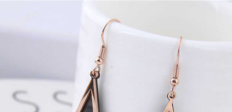 Fashion Rose Gold+black Sector Shape Decorated Earrings,Earrings