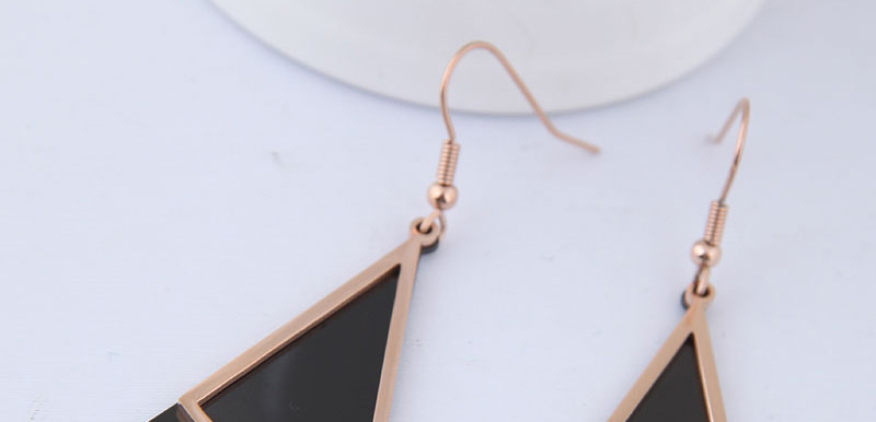 Fashion Rose Gold+black Sector Shape Decorated Earrings,Earrings