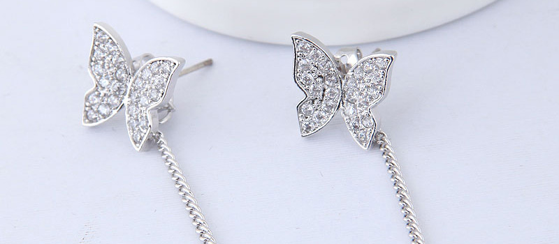 Fashion Silver Color Butterfly Shape Decorated Earrings,Earrings