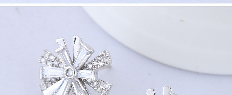 Fashion Silver Color Full Diamond Decorated Flower Shape Earrings,Stud Earrings