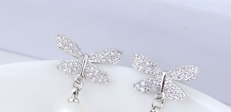 Fashion Silver Color Butterfly Shape Decorated Earrings,Drop Earrings