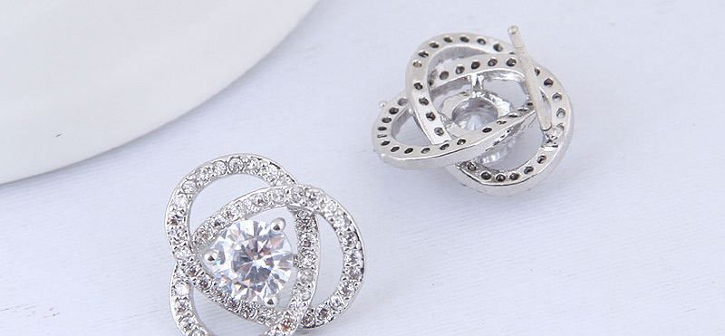 Fashion Silver Color Full Diamond Decorated Earrings,Earrings