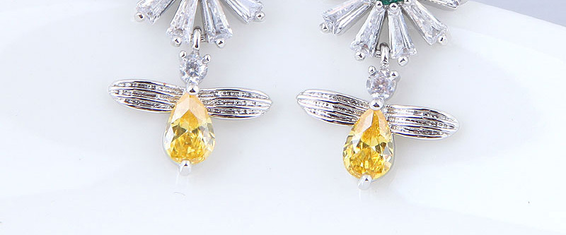 Fashion Green+yellow Flower Shape Decorated Earrings,Earrings