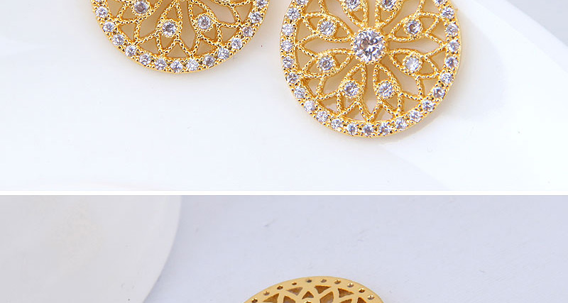 Fashion Gold Color Hollow Out Design Flower Shape Earrings,Hoop Earrings