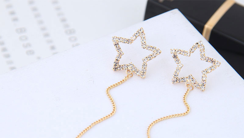 Fashion Rose Gold Star Shape Decorated Tassel Earrings,Drop Earrings