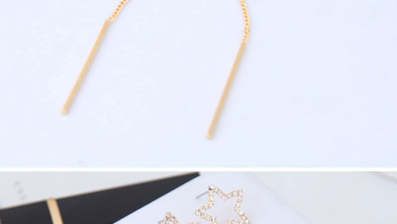 Fashion Rose Gold Star Shape Decorated Tassel Earrings,Drop Earrings