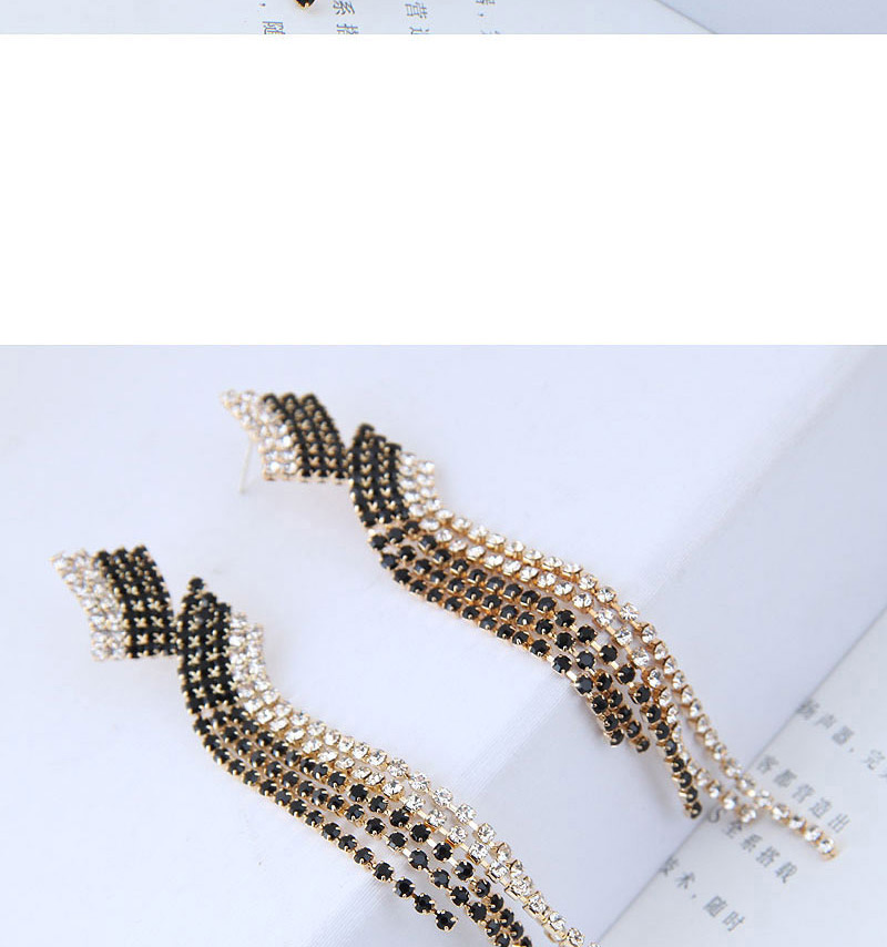 Fashion Gold Color+black Full Diamond Decorated Earrings,Drop Earrings